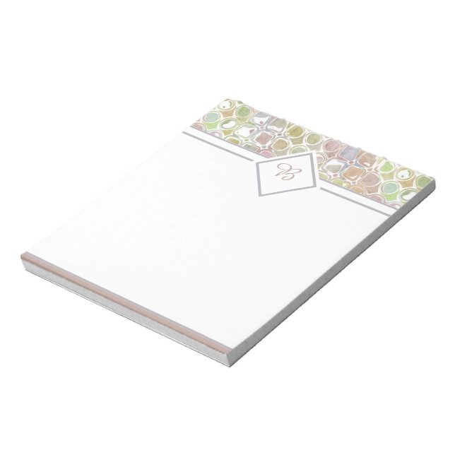 Rosa och grönt retro-mönstrat anteckningsblock (Roterad)