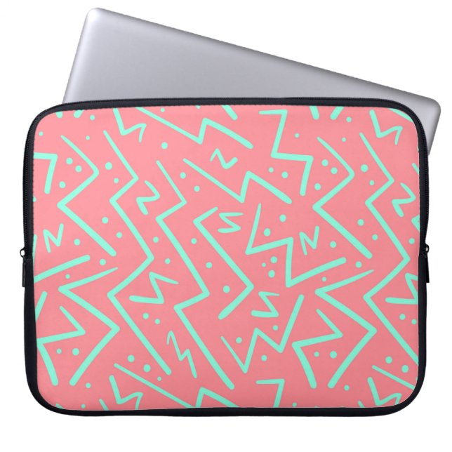 Rosa och Grönt Retro Psychedelic Design Laptop Fodral (Framsidan)