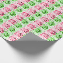 Rosa och Grönt Ro Wrapping Papper Roll Presentpapper