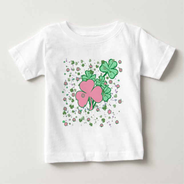 Rosa och Grönt Shamrocks Tee (Framsida)