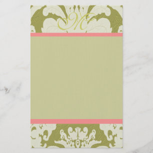 Rosa- och Grönt-skada Monogram 100% Papper återvun