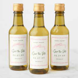 Rosa och Grönt Spara Monogram för datum Bröllop Vinetikett