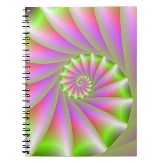 Rosa och Grönt Spiral bärbara dator Anteckningsbok (Framsidan)