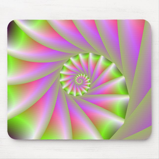 Rosa och Grönt Spiral Mousepad Musmatta (Framsidan)