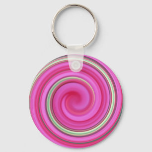 Rosa och grönt spiral nyckelring