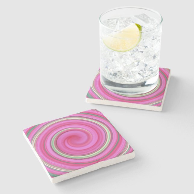 Rosa och grönt spiral stenunderlägg (Sidan)