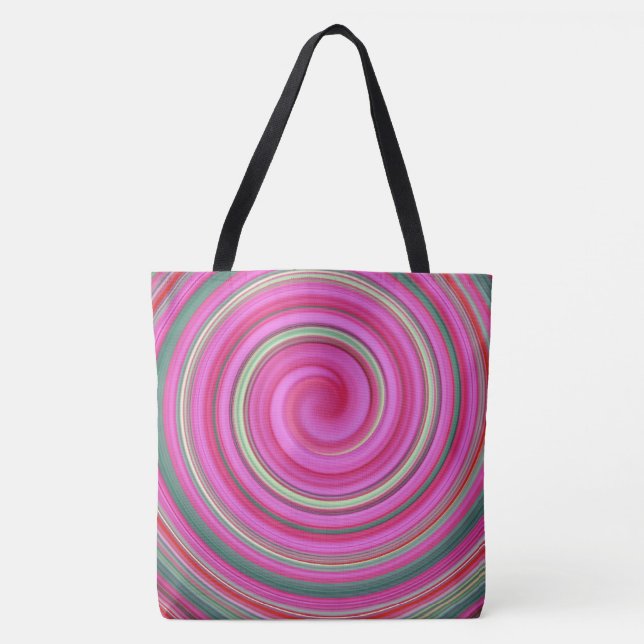 Rosa och grönt spiral tygkasse (Framsida)