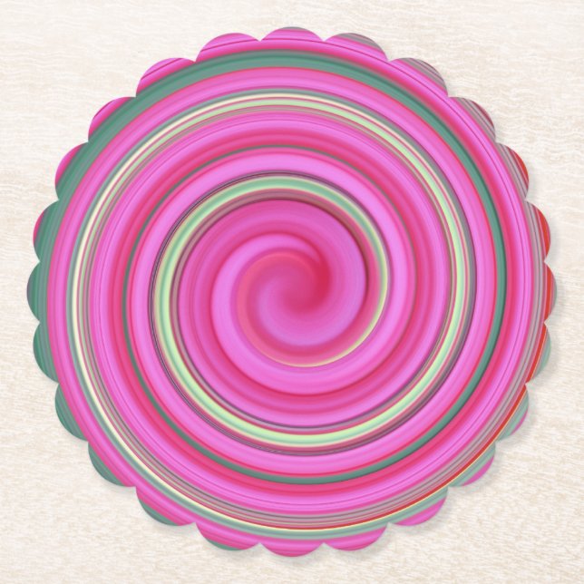 Rosa och grönt spiral underlägg papper (Framsida)