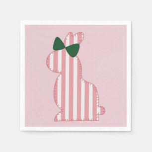 Rosa och grönt, stripe bunny pappersservett