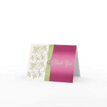 Rosa och grönt tackkort