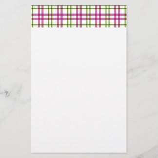 Rosa och Grönt Tartan Brevpapper