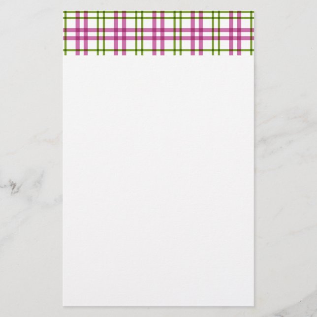 Rosa och Grönt Tartan Brevpapper (Framsida)