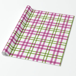 Rosa och Grönt Tartan Mönster Presentpapper
