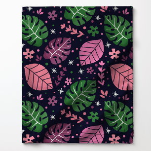 Rosa och Grönt Tropiska Monstera Löv Mönster Tyg