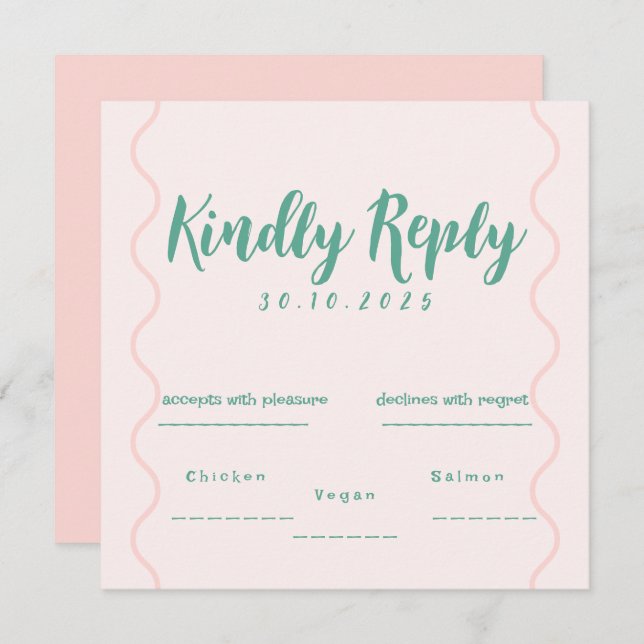 Rosa och Grönt Vågigt Bröllop (Fram/baksida)