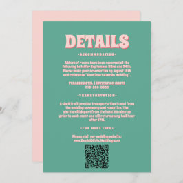 Rosa och Grönt Vågigt Bröllop djurutrymmeskort Inbjudningar