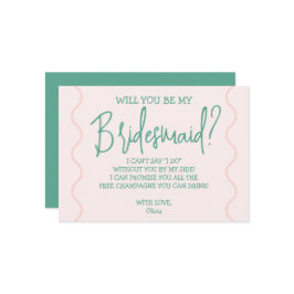 Rosa och Grönt Vågigt Bröllop Inbjudningar