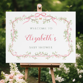 Rosa och Grönt Vår Garden Baby Shower Välkommen Poster