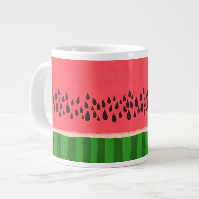 Rosa och Grönt Vattenmelon Jumbo Mugg (Framsida vänster)