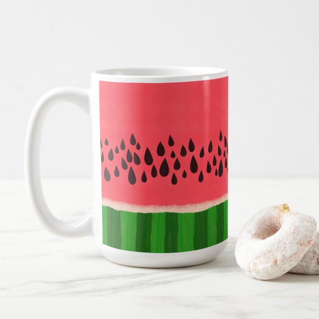Rosa och Grönt Vattenmelon Kaffemugg (Med munk)