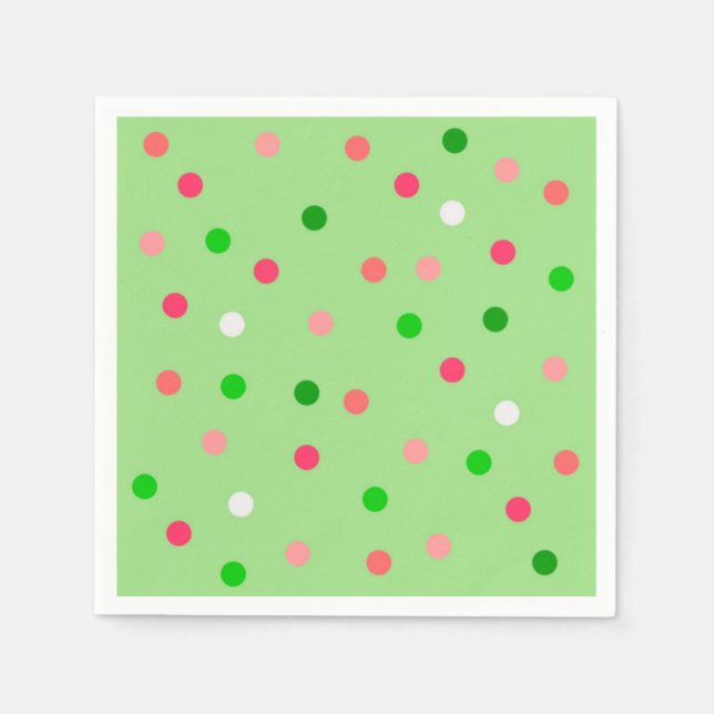 Rosa och Grönt Watermelon Polka dots Pappersservett (Framsidan)
