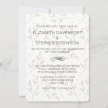 Rosa och Grönt Wildblommor Mönster Bröllop