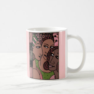 Rosa- och gröntafrikansk amerikankvinnor kaffemugg