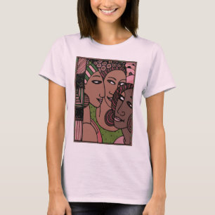 Rosa- och gröntafrikansk amerikankvinnor t shirt