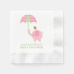 Rosa- och gröntelefantbaby shower pappersservett