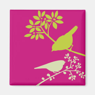 Rosa- och gröntfåglar magnet