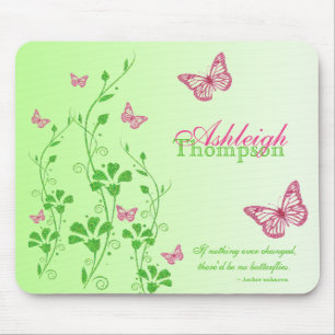 Rosa- och gröntfjärilsblommigt Mousepad Musmatta