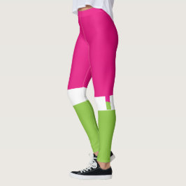 Rosa- och gröntkärlekmönster leggings