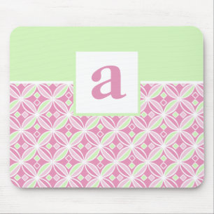 Rosa- och gröntmönster Monogrammed Mousepad Musmatta