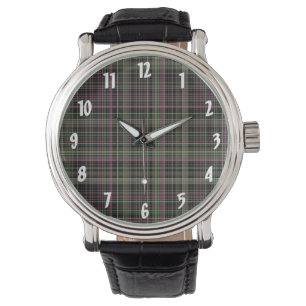 Rosa- och gröntpläd armbandsur