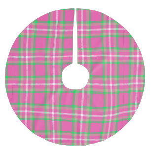Rosa- och gröntpläd julgransmatta borstad polyester