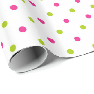 Rosa- och gröntpolka dots som slår in papper presentpapper