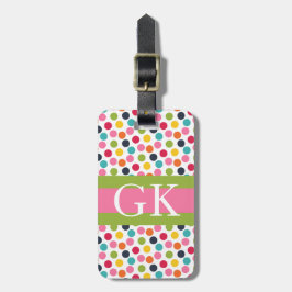 Rosa- och gröntpolkaen pricker bagagebricka
