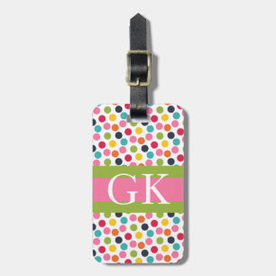 Rosa- och gröntpolkaen pricker bagagebricka