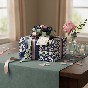 Rosa och gul akvarell blommönster presentpapper