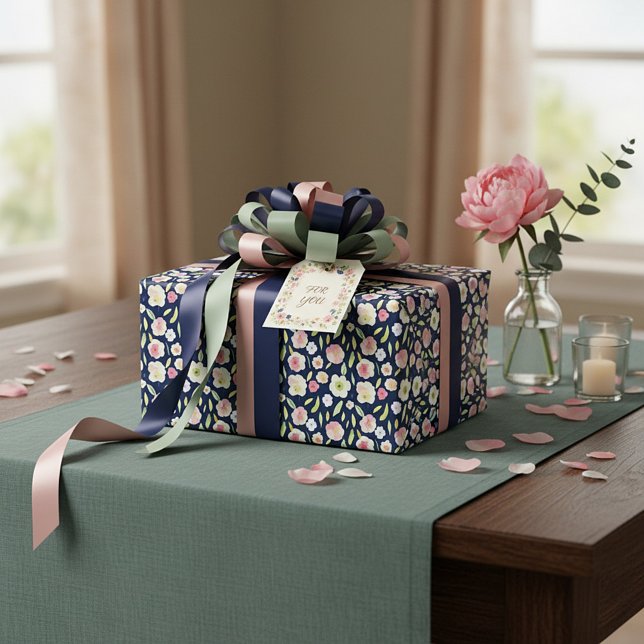 Rosa och gul akvarell blommönster presentpapper (Skapare uppladdad)