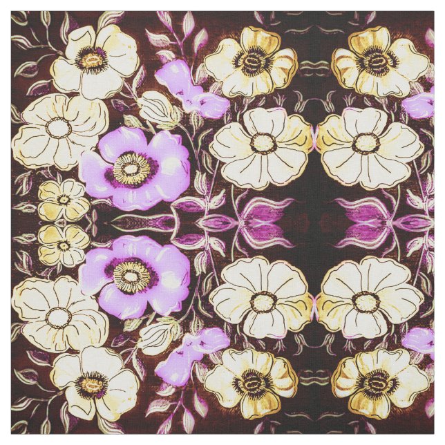 Rosa och gul blomrik tyg (Provkarta)