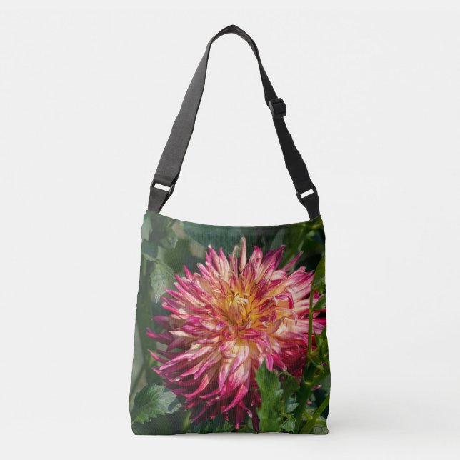 Rosa och gul Chrysanthemum blomster Axelväska (Framsida)