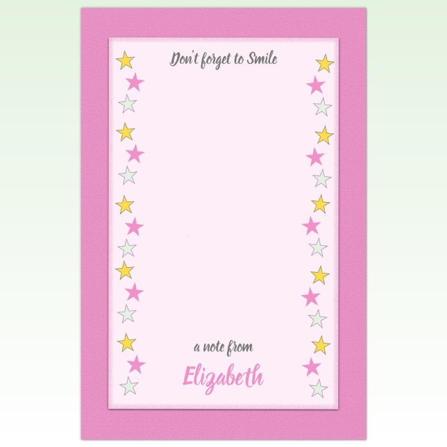 Rosa och gul med stjärnor och namn post-it block (Skapare uppladdad)