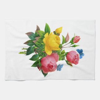 Rosa och Gul ros Bouquet av Redoute Kökshandduk