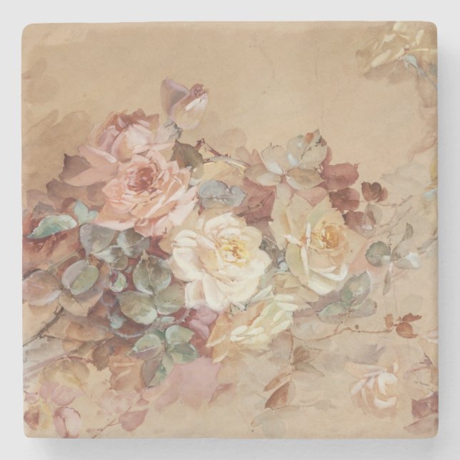 Rosa och Gul ros - Franz Bischoff Stenunderlägg (Framsidan)