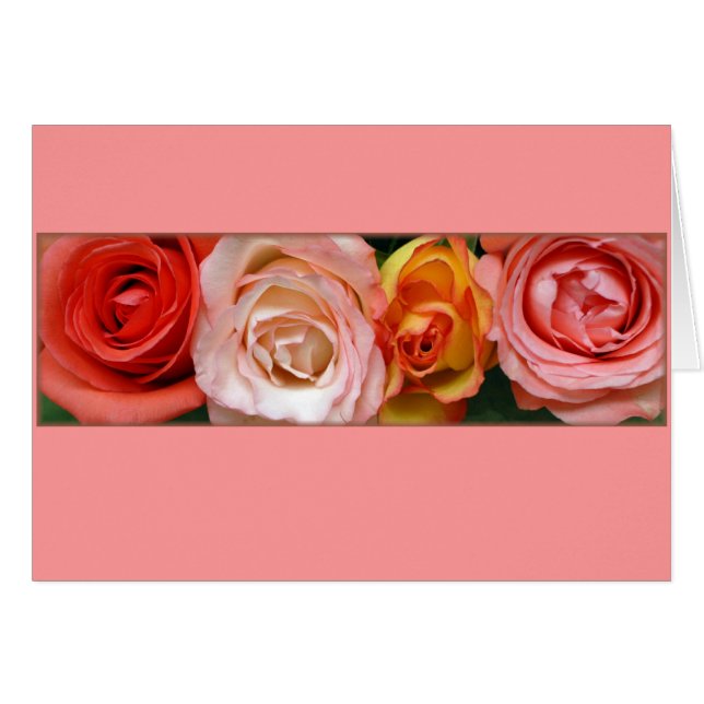 rosa och Gul ros Hälsningskort (Framsidan Horizontal)
