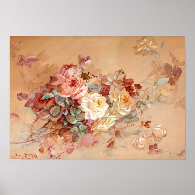 Rosa och gul ros poster (Framsidan)