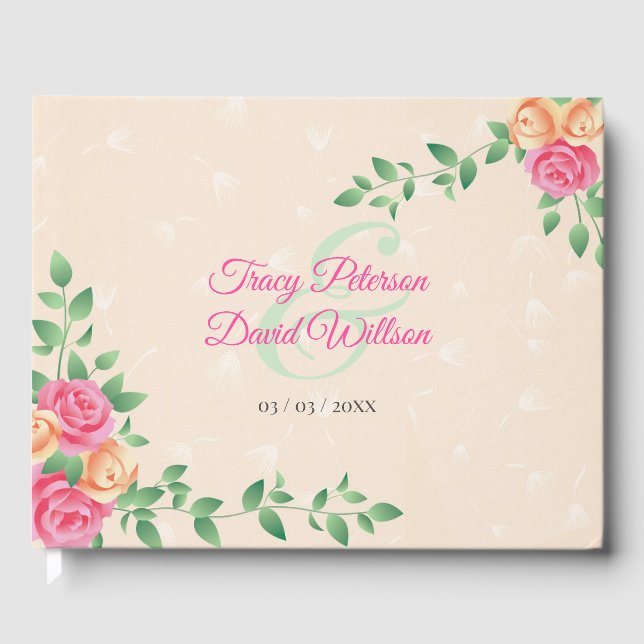 Rosa och Gul ros utandning Gästböcker (Framsida)