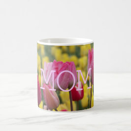 Rosa och gul tulpanmugg för MAMMA Kaffemugg