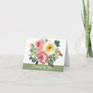 Rosa och gula akvarellblommor anpassningsbara inte kort